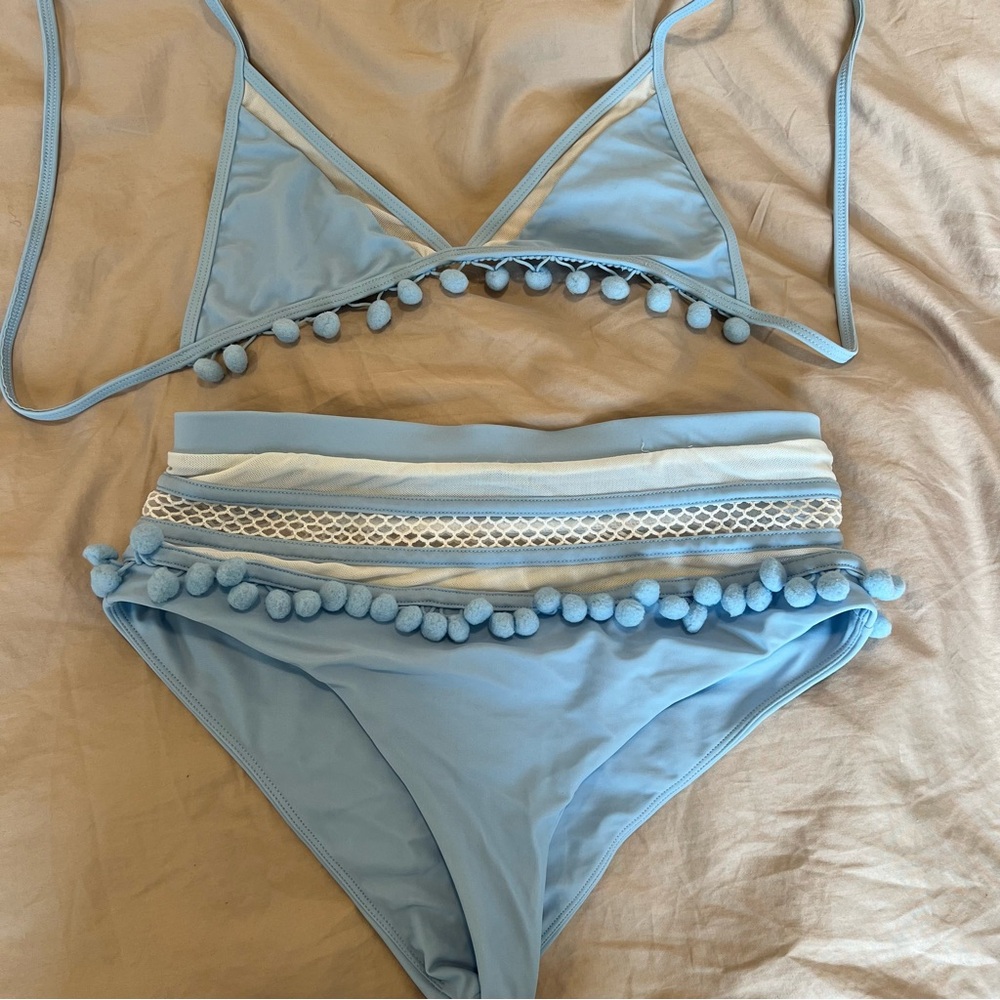 revolve tularosa high waisted blue bikini
